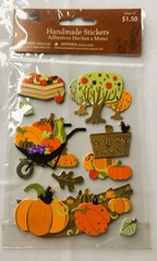 9 Packages Fall Stickers 1 Used Spool of Ribbon Scarecrow Pumpkins Acorns Leaf’s