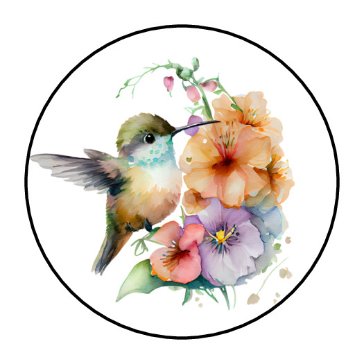 30 HUMMINGBIRD STICKERS ENVELOPE SEALS LABELS 1.5″ ROUND FLOWERS FLORAL SPRING