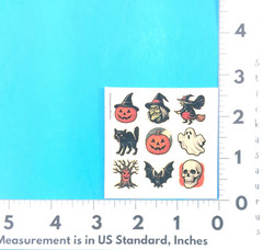 Vintage Style Halloween Mini Sticker Sheet Haunted Tree Witches Skull Ghost Cat