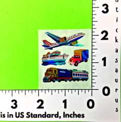 Vintage Sandylion Transportation Vehicles Foiled Sticker Sheet Train Boat Plane