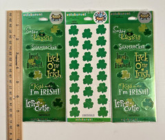 Lot of 3 Hallmark Stickeroni St. Patrick’s Day Irish Themed Foiled Stickers New