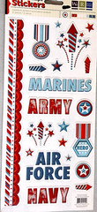 We R Memory Keepers Military Patriotic Embossed Stickers 2007 NOS Rare 6×13