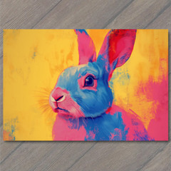 STICKER Bunny Rabbit Easter Color Explosion Whimsical Bright Pop Art Neon Fun