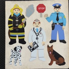VINTAGE SANDYLION FOIL FIRE MAN POLICE OFFICER STICKER LOT 4.25 SHIPS ALL