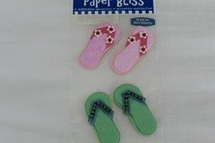 PAPER BLISS «FLIP FLOPS» Pink and Green Beach Flip Flops with Beads 025934