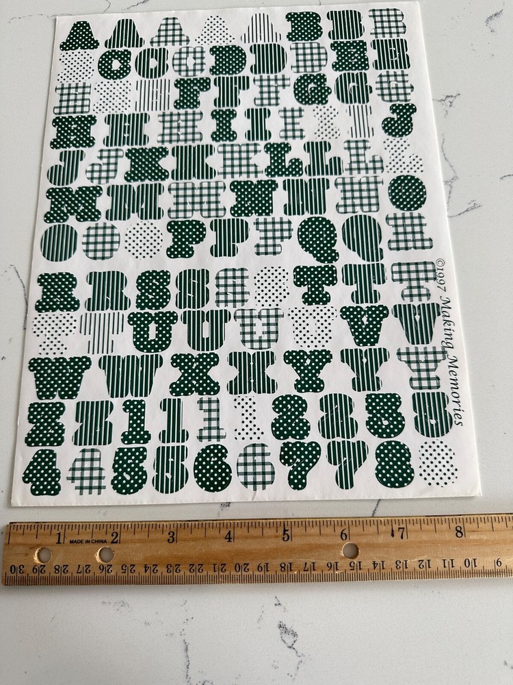Making Memories Large Forest Green Upper/Lower Case ABC/123 Scrapbooking
