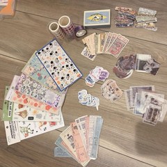 stickers BUNDLE Vintage Japanese Nekoni Korean K-pop Journaling Scrapbooking