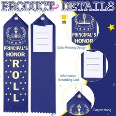 50 PCS Principal Honor Roll Award Ribbons 8 x 2 Inches Achievement Rope