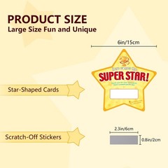 50 Pack DIY Custom Scratch Off Cards Classroom Prizes Kids StarShaped