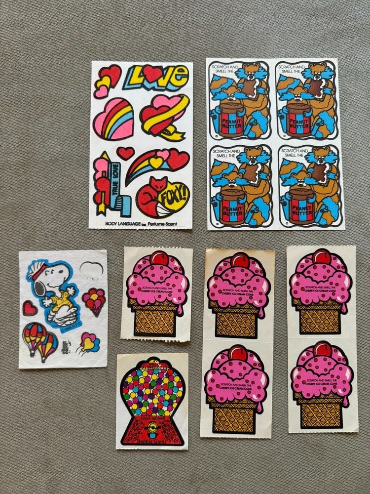 LOT VINTAGE MELLO SMELLOS SCENTED STICKERS *CHOOSE 1980s Love Gumballs Ice Cream