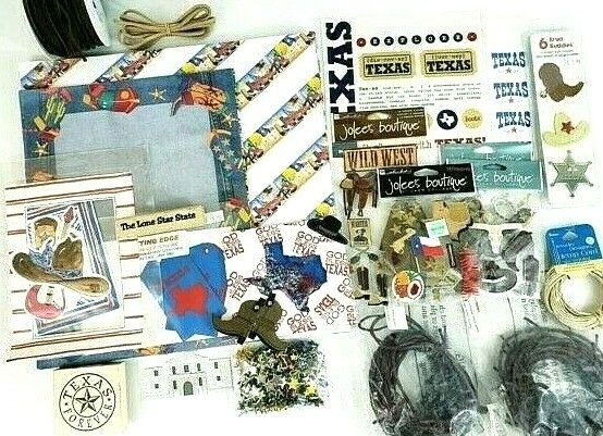 Scrapbooking Texas Paper Leather Cord Stickers Stamps Tags Brads All New