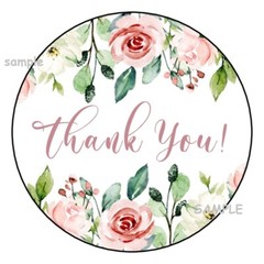 30 THANK YOU FLORAL ENVELOPE SEALS LABELS STICKERS 1.5″ ROUND ROSES FLOWERS