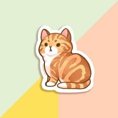Red Marble and Orange Classic Tabby Cat Sticker – Waterproof Vinyl