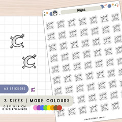 Night Crescent Moon Planner Stickers