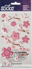 NEW! Sticko CHERRY BLOSSOMS theme 3-D Vellum stickers 78335 Fast FREE ship!WOW!