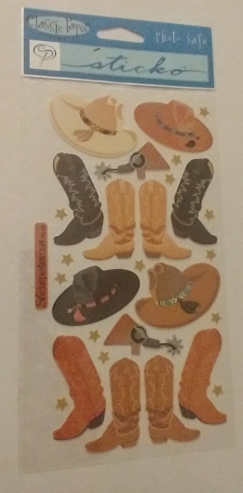 New Pack STICKO Stickers Cowboy Hats & Boots Western Scrapbooking RETIRED #38