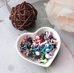 100 Pcs Mini Brads Multi Color Small round Metal Paper Brass Paper Fasteners Pas