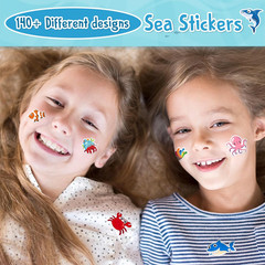 48 Sheets Ocean Stickers for Kids, 1040 Pcs Waterproof under the Sea Fish Animal
