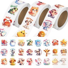 3 Rolls Animal Stickers for Kids, 1500 PCS Kids Stickers Bulk for Toddlers 2-4,