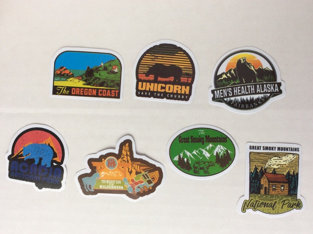 Lot Of 7 Adventure Parks Destinations Bumper Stickers Phone Laptop Journal