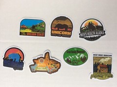 Lot Of 7 Adventure Parks Destinations Bumper Stickers Phone Laptop Journal