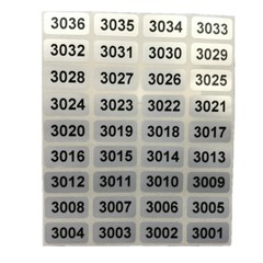 Black on Silver Labels, Consecutive Sequential Numbering Stickers 1000