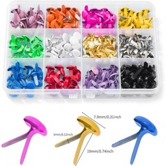180 Pieces Brads for Paper Crafts, 12 Colors Metal Paper Fasteners, Mini Brads