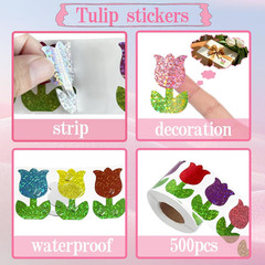 500Pcs 1.5Inch Spring Tulip Waterproof Stickers for Gifts and Classroom