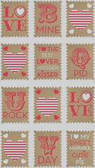 Love Stamps Valentine Valentine’s Day Hearts Sweet Adorable Best Sticko Stickers