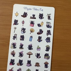 Small Kawaii Black Cat Sticker Sheets Planner, Scrapbooking, Sticker Charts