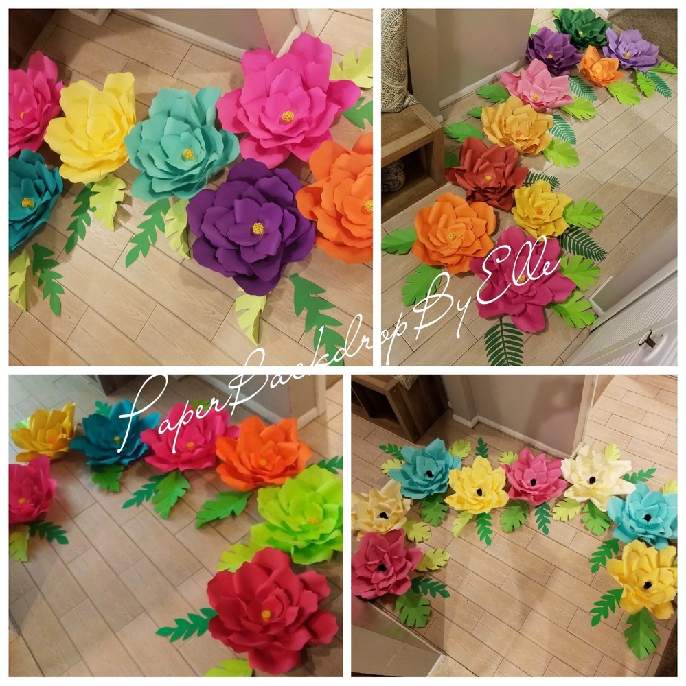 7 Handmade TROPICAL style ONLY paper flowers by ELLE..ALL LARGE FLOWERS SPECIAL