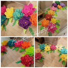 7 Handmade TROPICAL style ONLY paper flowers by ELLE..ALL LARGE FLOWERS SPECIAL