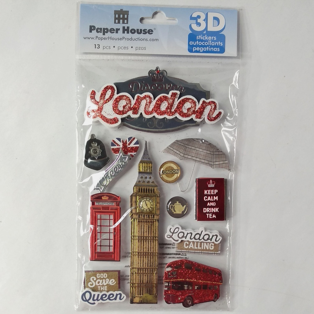Paper House London England 3D Stickers Scrapbook Travel Vacation Crafts NIP