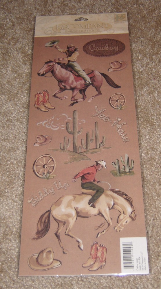 K&Company Embossed Stickers ~ Cowboy Images NIP