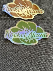 Rocket Ahuna Holographic Hibiscus Flower Stickers/Decals Set, Multicolor Flowers