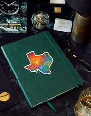 Texas Gold Foil Sticker – Cowboy, Longhorn Skull, Hummingbird & State Icons