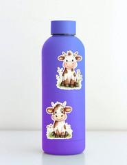 Cute Brown Cow Die Cut Vinyl Stickers Set Scrapbooking Laptop Waterbottle