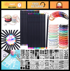 48 Pack Scrapbooking Supplies Kit – Washi Tape, Stencils, Planner Pens & DIY Too