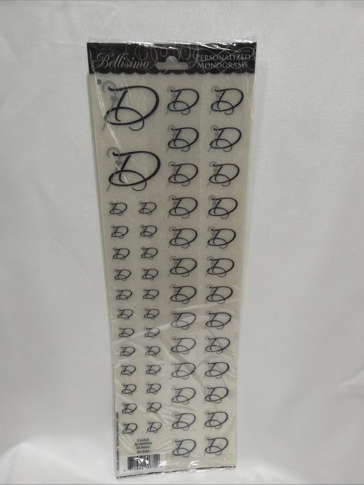 Bellisimo Personalized Monogram Stickers “D” Showers Wedding Marriage Party