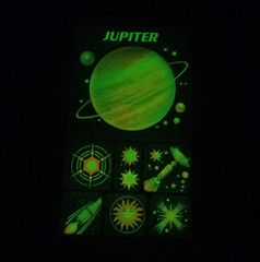 4 Vintage Twin Seven Prismatic Fluorescent Stickers Planets Venus Saturn Jupiter