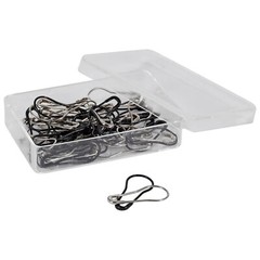 Singer Metal Bulb Loop Safety Pins 50 pieces Black and Nickel in plastic case