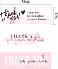 3 Rolls 1X3 Inch Thank You for Your Order Stickers for Packaging Gifts