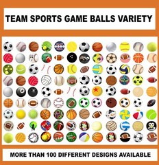 100 Precut TEAM SPORTS GAME BALLS VARIETY BOTTLE CAP CHARM TRAY IMAGES 1 inch