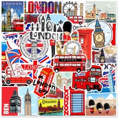 50 pcs England British London Life Style Stickers Decal Vinyl Weatherproof kids