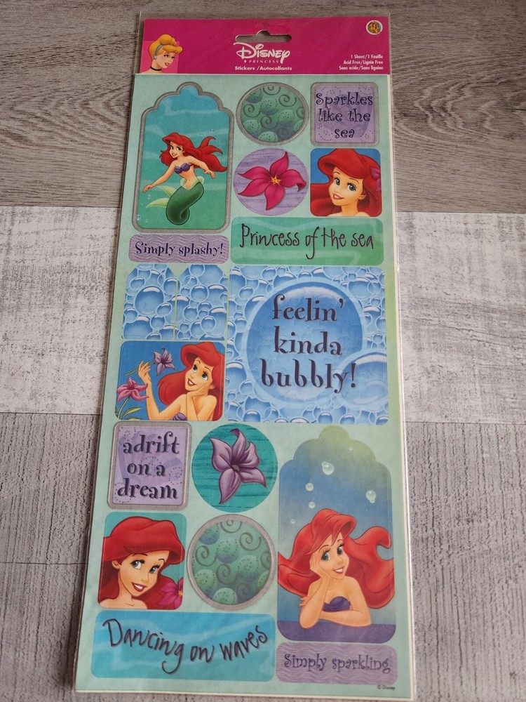 Disney Princess Little Mermaid Scrapbook Stickers Large Sheet Sandylion New #47