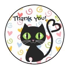 30 Cute Cat and Hearts Thank You Envelope Seals Labels Stickers 1.5″ Round