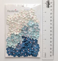 Mini Blue & White Paper Flowers Scrapbooking Embellishments By Recollections