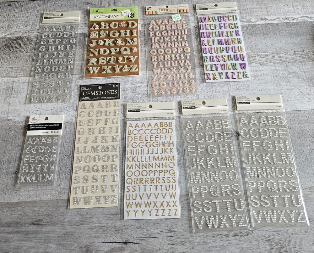 Sticker Lot – Alphabet Scrapbooking Stickers Letters Numbers Floral Bling #193