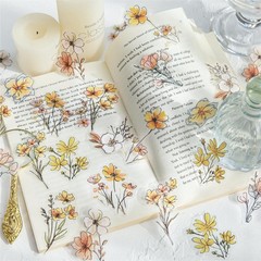 20Pcs Flowers Bloom PET Stickers Journaling Album Card Scrapbooking Collage Art