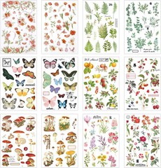 12 Sheets Rub on Transfers for Furniture Crafts Vintage Rub On Transfer Stickers